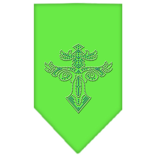 Warriors Cross Rhinestone Bandana Lime Green Small